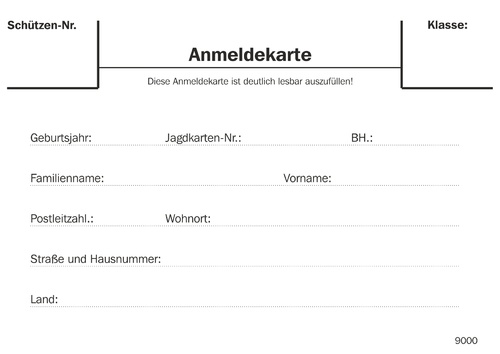 Anmeldekarte (9000)